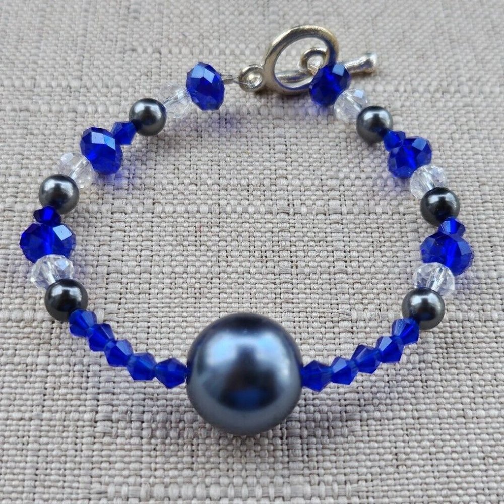 Women Bracelet Blue White Beads Fashion Wrist Band Fashion Jewelry Bracelet Unb